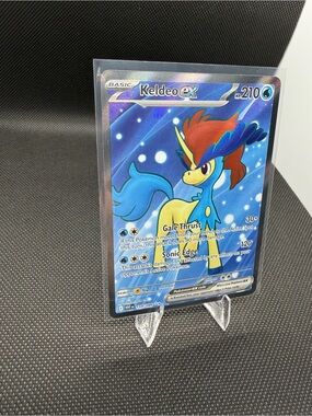 Pokemon Full Art Keldeo EX Blue Yellow Red Holo Trading Card